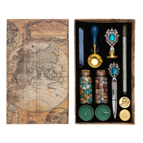 Vintage Einbrennmalerei Set - Versiegelungsset Einbrennmalerei für Stempel, tragbares Einbrennmalwachs | Stempelset mit auswechselbaren Stempeln für Geschenkpapier, von Generic