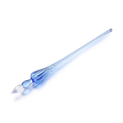 Vintage Glas Dip Dip Pen Fülltinte Signature Kalligraphie Füllfederhalter, handgefertigte Fülltinte Signature Kalligraphie (blau) von Generic