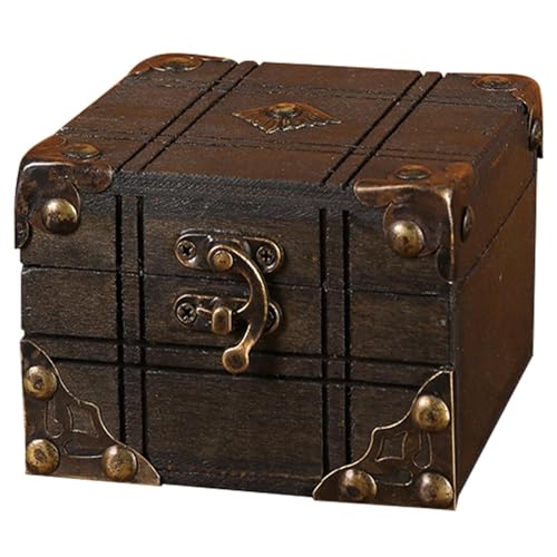 Vintage Schatzkiste, Vintage-Holzaufbewahrungsbox, Schatztruhe für Flucht aus dem Zimmer, abschließbare Schmuckschatulle für Halsketten und Ohrringe | Retro Aufbewahrungsbox Vintage Schatzkiste, Vintage-Holzaufbewahrungsbox, Schatztruhe für Flucht aus dem Zimmer, abschließbare Schmuckschatulle für Halsketten und Ohrringe | Retro Aufbewahrungsbox von Generic