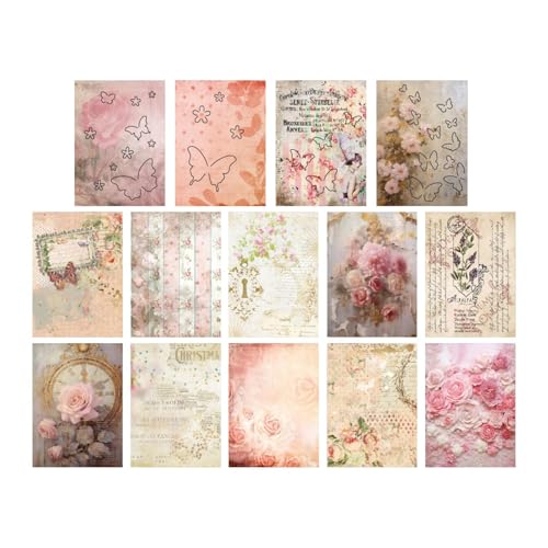 Vintage Scrapbooking Kit Scrapbooking Kit Scrapbookingpapier | 3D Schmetterling Papier für Scrapbook-Tagebuch,Ästhetisches Papier für Erwachsene, Junge, Mädchen, Vintage Papier für Zeitschriften von Generic