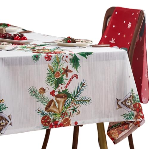 Vintage-Weihnachts-Tischdecke, weihnachtliche Tischdecke, quadratisch, Bauernhof-Tischdecke mit Weihnachtsschleife, waschbare Dekoration für Feiertage Vintage-Weihnachts-Tischdecke, weihnachtliche Tischdecke, quadratisch, Bauernhof-Tischdecke mit Weihnachtsschleife, waschbare Dekoration für Feiertage von Generic