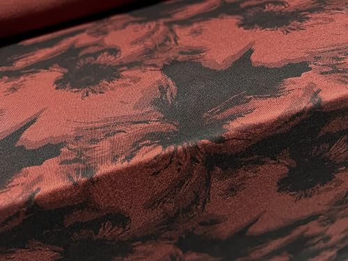Viskose-Spandex-Stretch-Jersey-Stoff, Meterware, Blumenmuster, Weinrot und Schwarz Viskose-Spandex-Stretch-Jersey-Stoff, Meterware, Blumenmuster, Weinrot und Schwarz von Generic