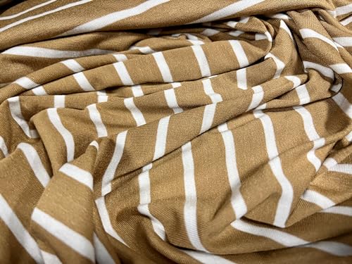 Viskose Spandex Stretch Single Jersey Fashion Stoff, Meterware – Streifen – Toffee & Weiß Viskose Spandex Stretch Single Jersey Fashion Stoff, Meterware – Streifen – Toffee & Weiß von Generic