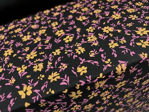 Viskose Spandex Stretch Single Jersey Stoff Meterware – Ditsy Flower Print – Schwarz Magenta & Safran Viskose Spandex Stretch Single Jersey Stoff Meterware – Ditsy Flower Print – Schwarz Magenta & Safran von Generic