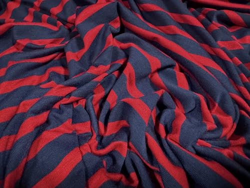Viskose-Spandex-Stretch-Stoff, Single-Jersey, Meterware, gestreift, Marineblau und Rot Viskose-Spandex-Stretch-Stoff, Single-Jersey, Meterware, gestreift, Marineblau und Rot von Generic