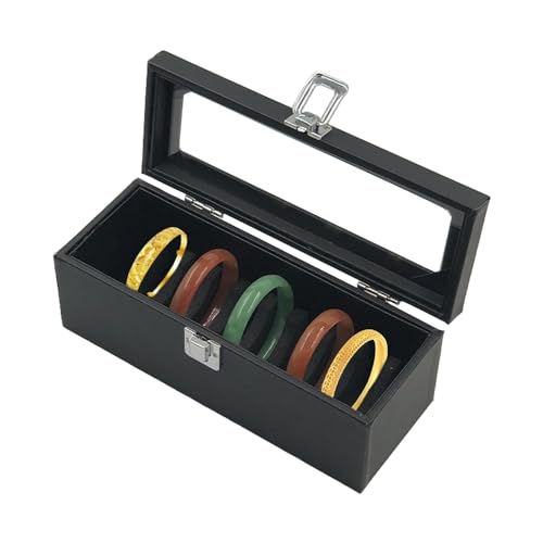 Vitrine für Armbänder – Organizer für Armbänder – Staubdichte Schutzhülle mit transparentem Deckel | Dekorative Schmuckschatulle aus PU-Leder mit 10/20 Schlitzen, Bra Halter Vitrine für Armbänder – Organizer für Armbänder – Staubdichte Schutzhülle mit transparentem Deckel | Dekorative Schmuckschatulle aus PU-Leder mit 10/20 Schlitzen, Bra Halter von Generic