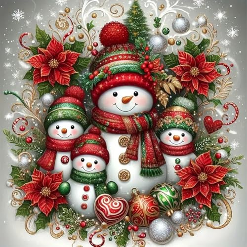 Vollstickgarn, Öko-Baumwolle, Fadenzahl 14, Weihnachtsschneemann, Kreuzstich, 45 x 45 cm von Generic