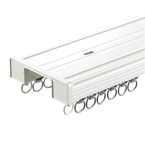 Vorhangschiene Aluminium 2-läufig - Decke Oder Wand Montage - Schwerlast - für Zuhause, Schlafzimmer, Fenster, Badezimmer, Büro(White-Ceiling,3.0m(2 * 1.5m)) von Generic
