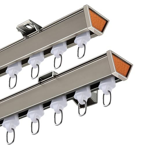 Vorhangschiene Aluminium Deckenschiene Leise Schiebegardinenschiene mit Roller für Privatsphäre Raumteiler Duschfenster Schränke(Gray-side,15.7 ft-480 cm) von Generic