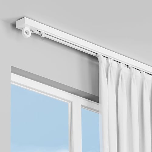 Vorhangschienen, Selbstklebende Gardinenschiene, Selbstklebend, Ohne Bohren, Raumteiler-Deckenschienen Für Vorhänge, Für Glatte Decken Oder Wände(Ceiling Mounted,250cm/8.2ft) von Generic