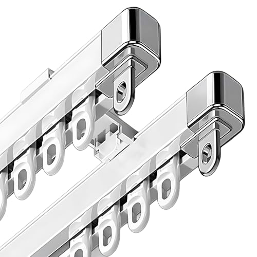 Vorhangschienen 2-läufig, Ausziehbar Gardinenschiene, Wandmontage und Deckenmontage für Wohnzimmer, Küche, Zimmer, Schlafzimmer und Badezimmer(White-A,1.0~1.8m/3.3~5.9ft) von Generic