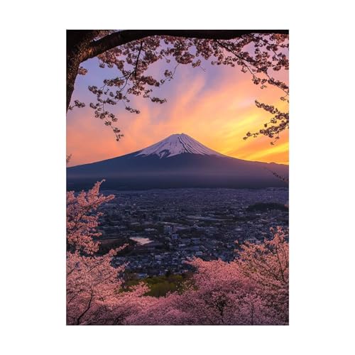 Vulkan Fuji Malen Nach Zahlen Erwachsene Stadt Malen Nach Zahlen 135 x 100cm DIY Basteln Erwachsene Klarheit Farbe Leinwan Bilder mit Acrylfarben Set 3 Typen Pinsel für Deko Wohnzimmer 2YH-9847 von Generic