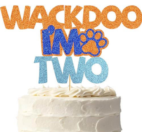 Wackdoo Tortenaufsatz "I'm Two", blauer Hund, Kuchendekoration, blauer Hund, 2. Geburtstag, Dekoration für Kinder, Party-Dekoration von Generic