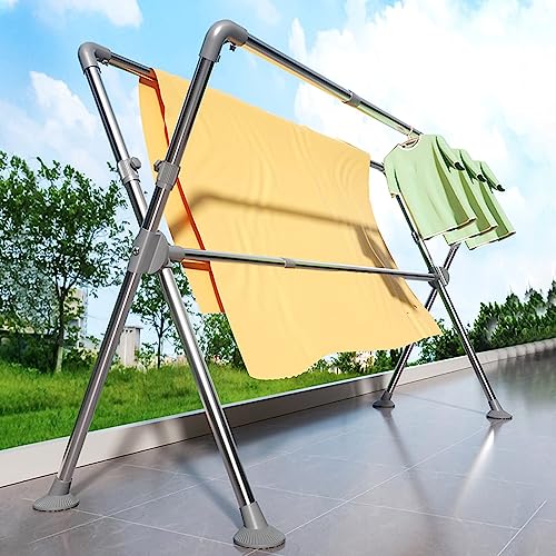 Wäscheständer aus Edelstahl, Kleiderständer, tragbar und zusammenklappbar, platzsparend, höhenverstellbar, ausziehbar, Kleidertrockner, Ständerfüße, stabil und N Wäscheständer aus Edelstahl, Kleiderständer, tragbar und zusammenklappbar, platzsparend, höhenverstellbar, ausziehbar, Kleidertrockner, Ständerfüße, stabil und N von Generic