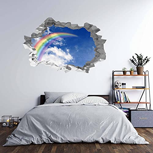 Wandaufkleber, Motiv: Himmel mit Regenbogen und Wolken, 3D-Loch in der Wand, B-Effekt, 125 x 83 cm von Generic