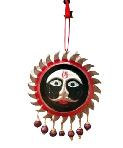 Wandbehang mit Sonnengesicht, Surya gesegnet von Baba Kal Bhairav & Baba Kashi Vishwanath, dekoratives Schaustück zum Aufhängen für Zuhause/Auto, Armaturenbrett, 18 cm (Farbe: Metallisches Kupfer Wandbehang mit Sonnengesicht, Surya gesegnet von Baba Kal Bhairav & Baba Kashi Vishwanath, dekoratives Schaustück zum Aufhängen für Zuhause/Auto, Armaturenbrett, 18 cm (Farbe: Metallisches Kupfer von Generic