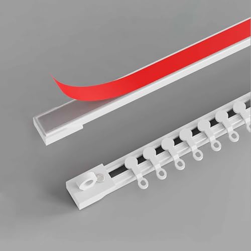 Wandmontage Vorhangschiene Ohne Bohren Gardinenschiene Wohnmobil-Vorhangstange mit Stummen Rollen, ultradünne Selbstklebende schiene für Fenster Dusch Vorhänge(5.58ft/170cm) von Generic