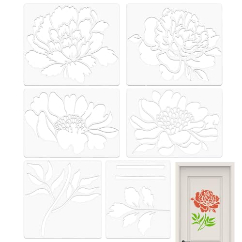 Wandschablonen zum Malen, Blumenschablonen zum Malen, kreative Blumenwandschablonen, wiederverwendbare Schablone für Blumengarten, Gartenschablone, B von Generic