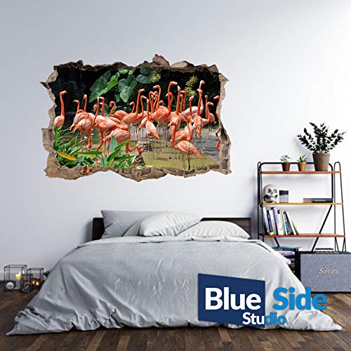 Wandtattoo, Motiv: Flamingos in der Natur, 3D-Loch in der Wand, 105cm x 69cm von Generic
