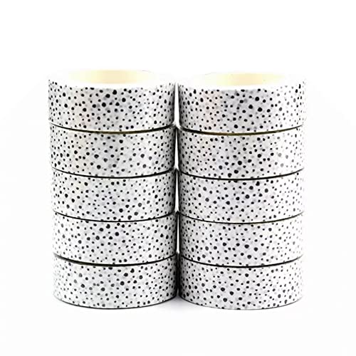 Washi Tape 10pcs Dekorative niedliche schwarze Punkte auf weißen Washi Tapes DIY Scrapbooking Planer Klebeband Kawaii Schreibwaren von Generic