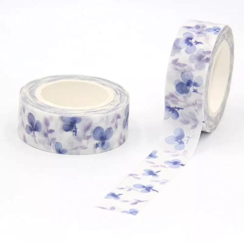 Washi Tape Weißes blaues Blumen-Washi-Klebeband breites Klebeband Scrapbooking-Album dekoratives Papierband von Generic