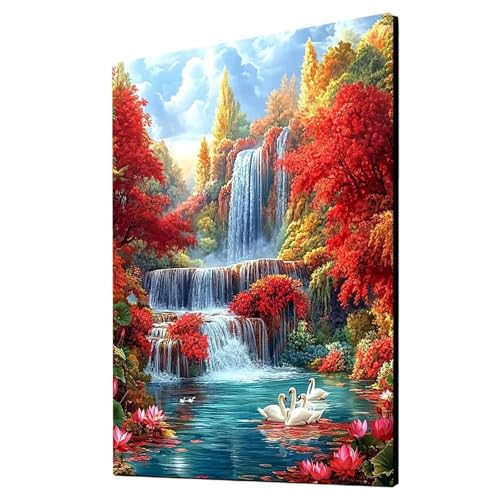 Wasserfall Malen Nach Zahlen Erwachsene Schwan Malen Nach Zahlen 135x100CM DIY Basteln Erwachsene Klarheit Farbe Leinwan Bilder mit Acrylfarben Set 3 Typen Pinsel für Wanddeko Wohnzimmer 2YH-4680 Wasserfall Malen Nach Zahlen Erwachsene Schwan Malen Nach Zahlen 135x100CM DIY Basteln Erwachsene Klarheit Farbe Leinwan Bilder mit Acrylfarben Set 3 Typen Pinsel für Wanddeko Wohnzimmer 2YH-4680 von Generic