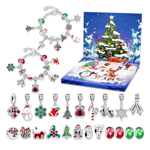 Weihnachten Adventskalender Armband – 24 Tage Countdown Armband | Für Anfänger Schmuck-Set für Kinder, Weihnachtsschmuck Set für Mädchen, Schmuckherstellungsset von Generic