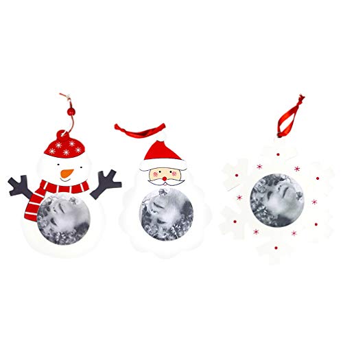 Weihnachten Fotorahmen Anhänger Holz Santa Bilderrahmen Rahmenbaum Dekoration 3 Stück Weihnachten, Ne von Generic