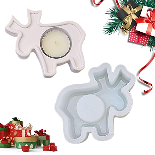 Weihnachten Kerzenständer Silikonform - DIY Bär Schneemann Hirsch Kerzenhalter Epoxidharz Casting Form - Kreative Kerzenleuchter Beton Gießform Für Teelichthalter Handwerk Heimdekoration (Hirsch) von Generic