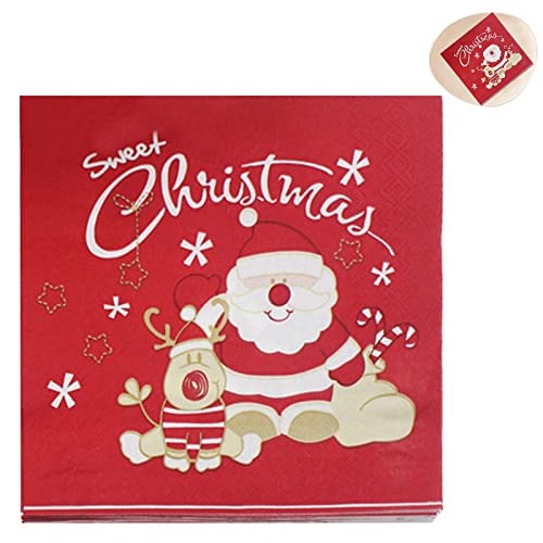 Weihnachten Servietten Papier - Roter Weihnachtsmann Elch Weihnachtsfeier Servietten,Dekorative Dinnerservietten für Weihnachtsfeierartikel für von Generic