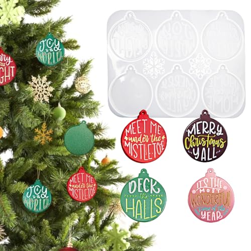 Weihnachtliche Harzformen aus Silikon, 1 Stück, Weihnachtsschmuck, runde Epoxidharz-Form mit Buchstaben, Schneeflocke für Harzguss, DIY, Weihnachtsbaum-Anhänger, Heimhandwerk, Dekoration Weihnachtliche Harzformen aus Silikon, 1 Stück, Weihnachtsschmuck, runde Epoxidharz-Form mit Buchstaben, Schneeflocke für Harzguss, DIY, Weihnachtsbaum-Anhänger, Heimhandwerk, Dekoration von Generic