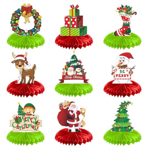 Weihnachtliche Tafelaufsätze für Tische, Weihnachtsdekoration, 9 x Papier-Weihnachts-Tischdekoration, Weihnachtseingangstischdekoration, Weihnachtsdekoration von Generic