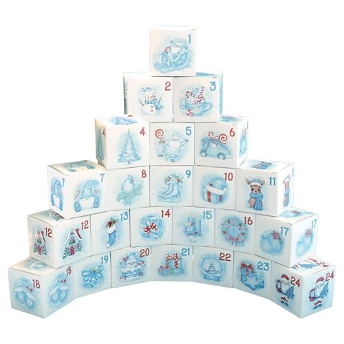 Weihnachts-Adventskalenderboxen – 24 Stück Zahlenschachteln aus Weihnachts-Karton, Geschenkboxen für Countdowns, festlicher Adventskalender, Geschenkset für Weihnachten von Generic