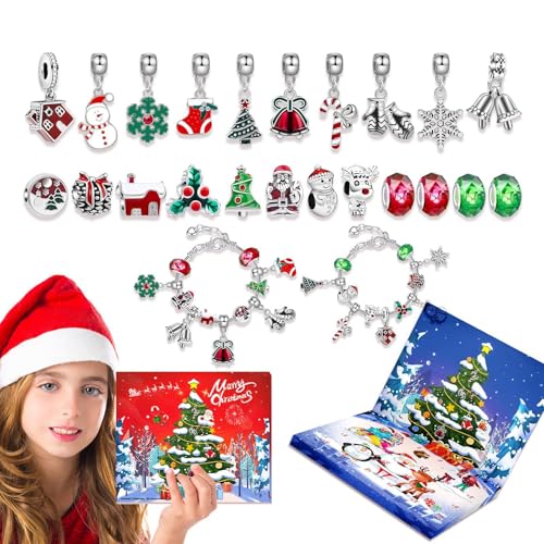 Weihnachts-Countdown-Armband, Adventskalender "Advent 2024", Armband mit 22 -Perlen, Countdown-Kalender | Schmuckherstellungsset für Prinzen von Generic