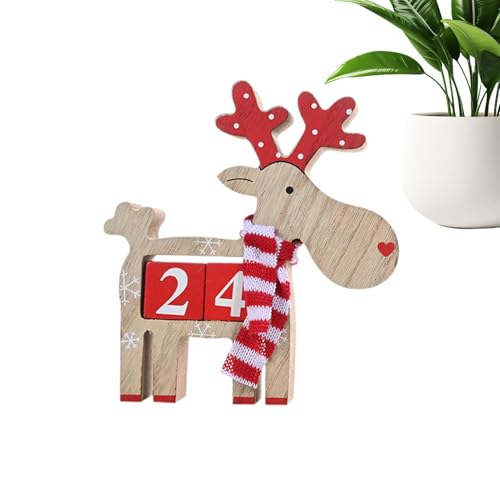 Weihnachts-Countdown-Kalender, Holz-Weihnachts-Countdown-Dekoration, wiederverwendbarer hölzerner Countdown-Kalender, Weihnachts-Adventskollektion für Zuhause, Tisch, Kamin, Fensterbank von Generic