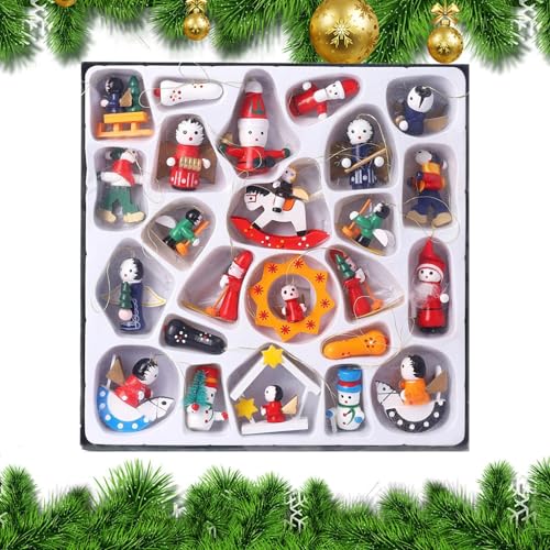 Weihnachts-Countdown-Kalender, Juladvent, Weihnachtsschmuck für Bäume, 24 Tage Weihnachtskalender für und Mädchen, Kalenderdekoration für Holz-Schreibtischdekorationen von Generic
