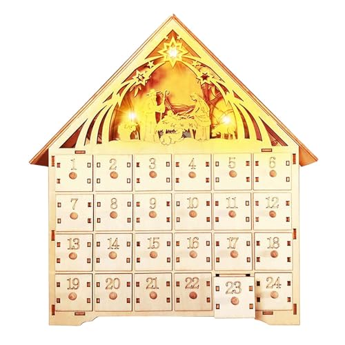 Weihnachts-Dorf-Kalender - Adventskalender aus Holz Weihnachten Weihnachtsdorf mit LED-Lichtern | Weihnachtsdorf aus Holz mit Countdown-Schublade, Dekoration n Weihnachts-Dorf-Kalender - Adventskalender aus Holz Weihnachten Weihnachtsdorf mit LED-Lichtern | Weihnachtsdorf aus Holz mit Countdown-Schublade, Dekoration n von Generic