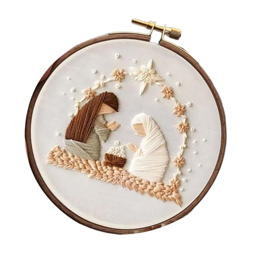 Weihnachts Krippen Stickset, Einfarbiges Embroidery Kit Für Anfänger, Weihnacht Stickerei Set: Maria, Josef, Jesuskind, Weihnachtskreuz Sticken Für Anfänger, Zum Dekorieren Von Familienzimmern Weihnachts Krippen Stickset, Einfarbiges Embroidery Kit Für Anfänger, Weihnacht Stickerei Set: Maria, Josef, Jesuskind, Weihnachtskreuz Sticken Für Anfänger, Zum Dekorieren Von Familienzimmern von Generic