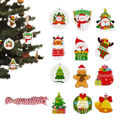 Weihnachtsbaum-Etiketten, 12 Namensschilder für Weihnachtsschmuck, Mehrzweck-Dekoration für Zuhause, mit 15 Seilen, zum Basteln für Neujahrsgeschenke Weihnachtsbaum-Etiketten, 12 Namensschilder für Weihnachtsschmuck, Mehrzweck-Dekoration für Zuhause, mit 15 Seilen, zum Basteln für Neujahrsgeschenke von Generic