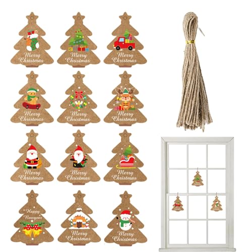 Weihnachtsbaum-Etiketten, 12 Stück, Weihnachtsschmuck mit Namensetikett zum Aufhängen, mit 15 Strängen, Heimdekoration für Neujahr, Basteln, Geschenke Weihnachtsbaum-Etiketten, 12 Stück, Weihnachtsschmuck mit Namensetikett zum Aufhängen, mit 15 Strängen, Heimdekoration für Neujahr, Basteln, Geschenke von Generic