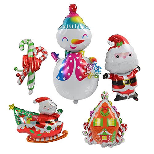 Weihnachtsdeko-Luftballons, 26 X 18 X 1 Weihnachtsfolienballons, Weihnachtsmann, Schlitten, Weihnachtsmann, Schneemann, Süßigkeitenhaus, Weihnachtsballons, Dekorationsset Weihnachtsdeko-Luftballons, 26 X 18 X 1 Weihnachtsfolienballons, Weihnachtsmann, Schlitten, Weihnachtsmann, Schneemann, Süßigkeitenhaus, Weihnachtsballons, Dekorationsset von Generic