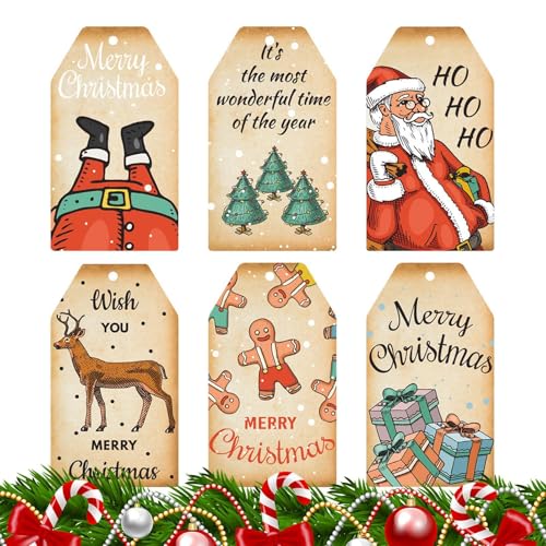 Weihnachtsetiketten, Weihnachtsetiketten mit Namen, 60 Stück, Dekoration für Weihnachtsbäume, Weihnachtsdekoration, Cartoon-Etiketten Weihnachtsetiketten, Weihnachtsetiketten mit Namen, 60 Stück, Dekoration für Weihnachtsbäume, Weihnachtsdekoration, Cartoon-Etiketten von Generic