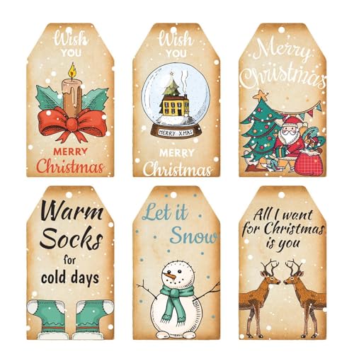 Weihnachtsetiketten mit Namen - Weihnachtsetiketten, 60 Stück, Dekoration für Weihnachtsbäume, Weihnachtsdekoration, Cartoon-Etiketten Weihnachtsetiketten mit Namen - Weihnachtsetiketten, 60 Stück, Dekoration für Weihnachtsbäume, Weihnachtsdekoration, Cartoon-Etiketten von Generic