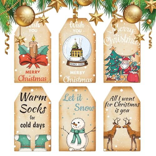 Weihnachtsetiketten mit Schnur, Weihnachtsgeschenketiketten mit Schnur, 60 Stück Weihnachtsetiketten, Weihnachtsbaumschmuck – Weihnachtsdekoration Etiketten, Zeichenetiketten an Weihnachtsetiketten mit Schnur, Weihnachtsgeschenketiketten mit Schnur, 60 Stück Weihnachtsetiketten, Weihnachtsbaumschmuck – Weihnachtsdekoration Etiketten, Zeichenetiketten an von Generic