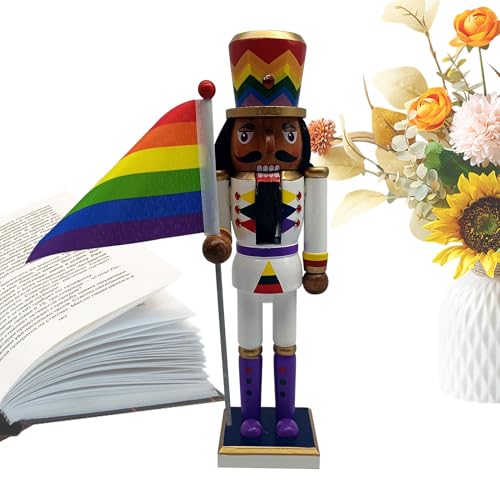Weihnachtsfigur Nussknacker, Holzfigur Nussknacker Weihnachten | Sammlerstück für Tisch mit Regenbogen-Flagge für Erwachsene, Jugendliche, Familie Freunde Weihnachtsfigur Nussknacker, Holzfigur Nussknacker Weihnachten | Sammlerstück für Tisch mit Regenbogen-Flagge für Erwachsene, Jugendliche, Familie Freunde von Generic