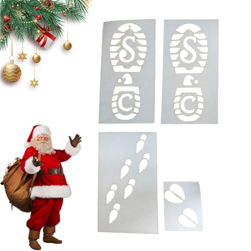 Weihnachtsfußabdruck-Schablonen – Weihnachtsschablonen für Weihnachtsdekoration, Schnee-Malerei, Urlaubsschablonen für Boden und Fliesen von Generic