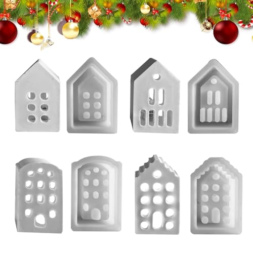 Weihnachtshaus Silikonform - Dekorative Haus geformte Kerzenform | Set mit 4 Formen zum festlichen Thema, ideal für Weihnachtsdekoration, Desktop-Ornament, Küche, kreatives Backen Weihnachtshaus Silikonform - Dekorative Haus geformte Kerzenform | Set mit 4 Formen zum festlichen Thema, ideal für Weihnachtsdekoration, Desktop-Ornament, Küche, kreatives Backen von Generic