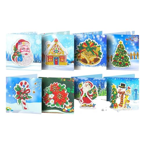 Weihnachtskarten, Vintage-Weihnachtskarten – 8 Grußkarten mit Strassmalerei – runde Bohrkunst – Weihnachtskarte zum Basteln von Karten Weihnachtskarten, Vintage-Weihnachtskarten – 8 Grußkarten mit Strassmalerei – runde Bohrkunst – Weihnachtskarte zum Basteln von Karten von Generic