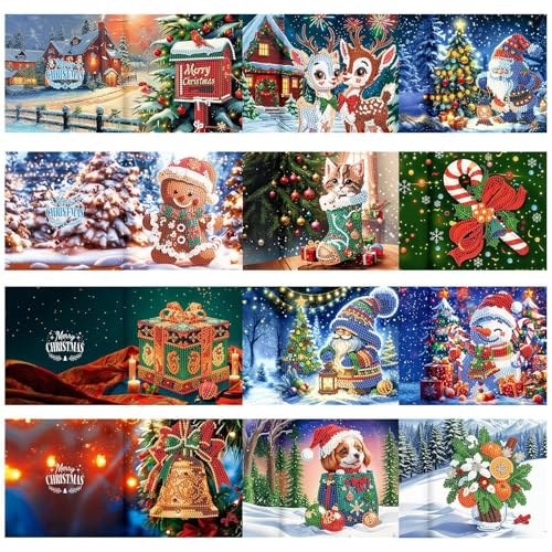 Weihnachtskarten mit Umschlägen, Weihnachtsmalkarten, Strass-Kunstgrußkarten vom Weihnachtsmann | Weihnachtskarten mit 12 Blanko-Umschlägen für die Familie Weihnachtskarten mit Umschlägen, Weihnachtsmalkarten, Strass-Kunstgrußkarten vom Weihnachtsmann | Weihnachtskarten mit 12 Blanko-Umschlägen für die Familie von Generic