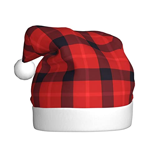 Weihnachtsmützen Beanie Nikolausmütze für Weihnachten Neujahr Urlaub Party (nostalgisches Streifenmuster rot schwarz kariert) von Generic
